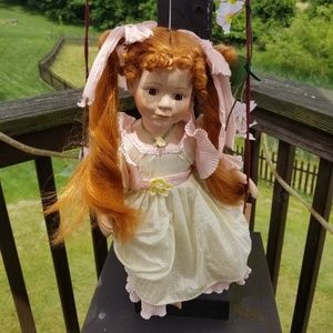 Red Head Porcelain Darling with Swing